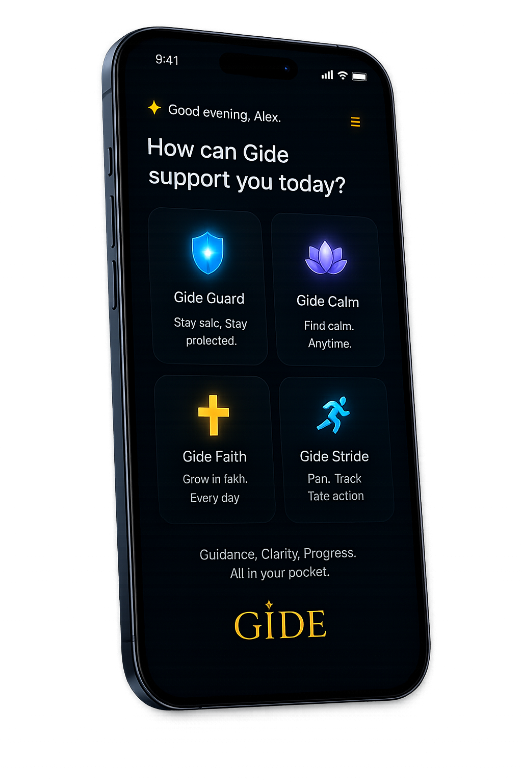 Gide app family displayed on a phone